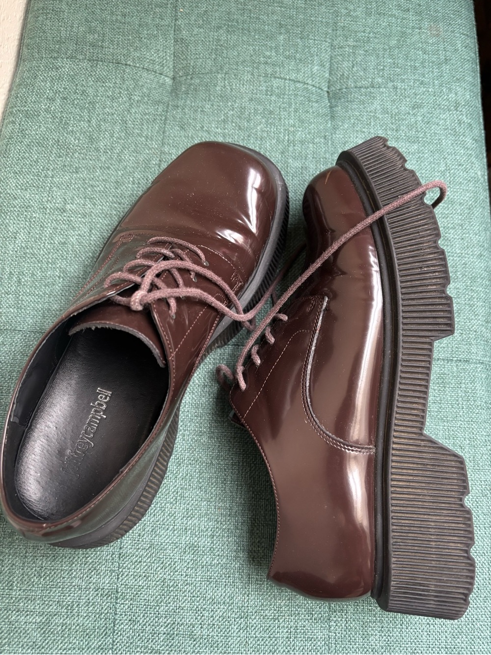 Jeffrey Campbell Men's Brown Patent Lace-Up Derby Shoes